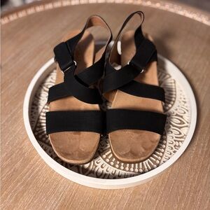 Black and Tan Strappy Sandals